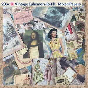 ✿ Mystery 20pc Vintage Scrapbook Ephemera Pack – Junk Journal & Collage Paper